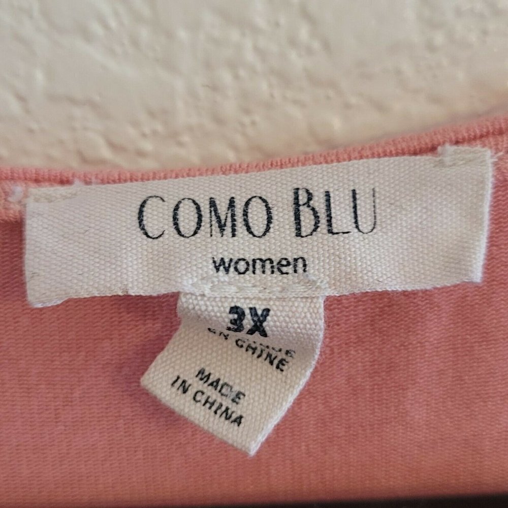 Como Blu Pink & White Ombre Two-Tone V-Neck Long Sleeve Tee Plus Size 3X - Picture 7 of 11